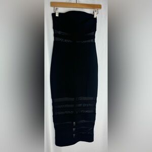 Fashion Nova Elegant Black Strapless Dress with zipper back 
Sheer accent Small